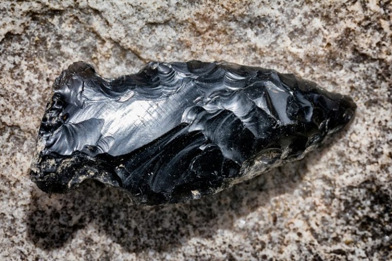ancient obsidian arrowhead
