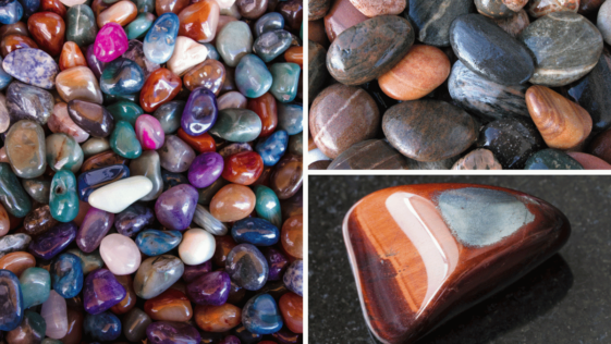 picture collage of glossy polished rocks