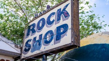 rock and mineral shop sign