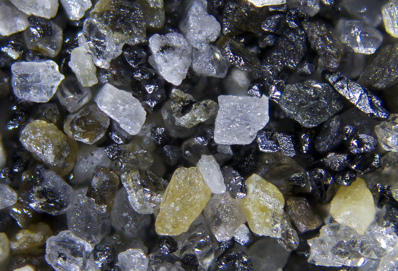 macro photograph of black sand magnetite