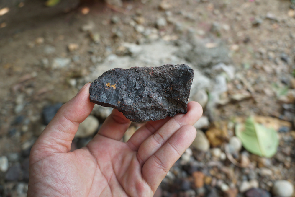 magnetite specimen held in hand