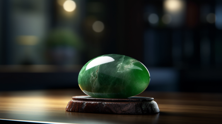 nephrite jade stone on desk