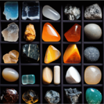 rocks and minerals displayed for sale